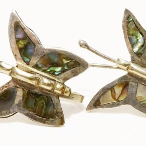 Vintage Abalone Butterfly, Sterling Silver Earrings