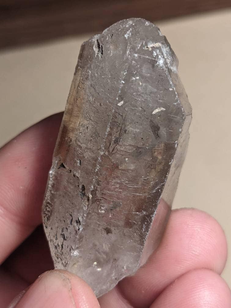 チベット産スモーキークォーツ内部の動く内包物（エンハイドロ