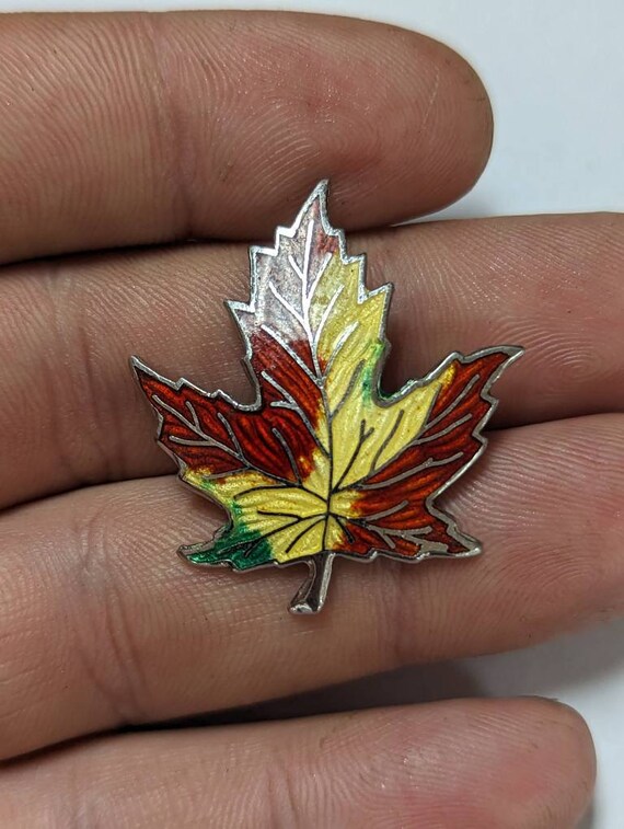 Sterling Silver Maple Leaf Brooch Pin - image 3