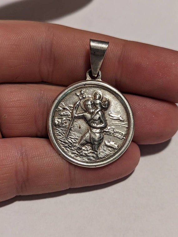 Large Sterling Silver Vintage St Christopher, Chri