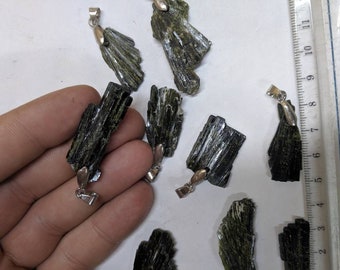 Natural Epidote Crystal Cluster Pendant