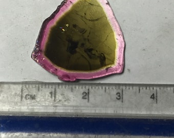 25ct Reverse Watermelon Tourmaline Slice old stock Brazil