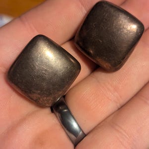 Vintage Heavy Sterling Silver Clip On Earrings