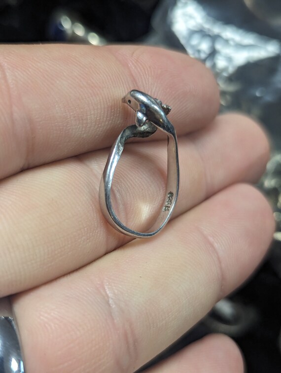 Adjustable Dolphin Sterling Silver Ring - image 3