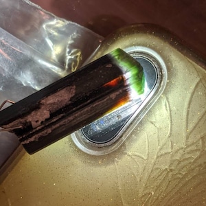Blue Green Capped Black Tourmaline Crystal, Stak Nala 5.2g