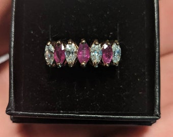 Anillo de plata de ley con rubí, tamaño 7, piedra natal de julio