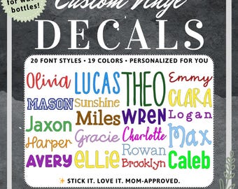 Personalized Name Decal: Waterproof Vinyl Sticker for School, Bottle