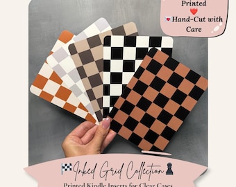 Kindle Insert: Neutral Checkered Grid Design for Clear Cases