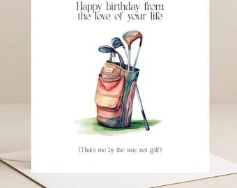 Grappige golfverjaardagskaart: aquarelgolftas (digitale download)