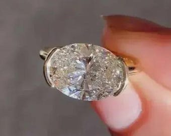 2 CT ovaal geslepen Moissaniet verlovingsring 14K massief geelgouden ring set solitaire ring verjaardagscadeau solitaire grote diamanten ringen voor haar