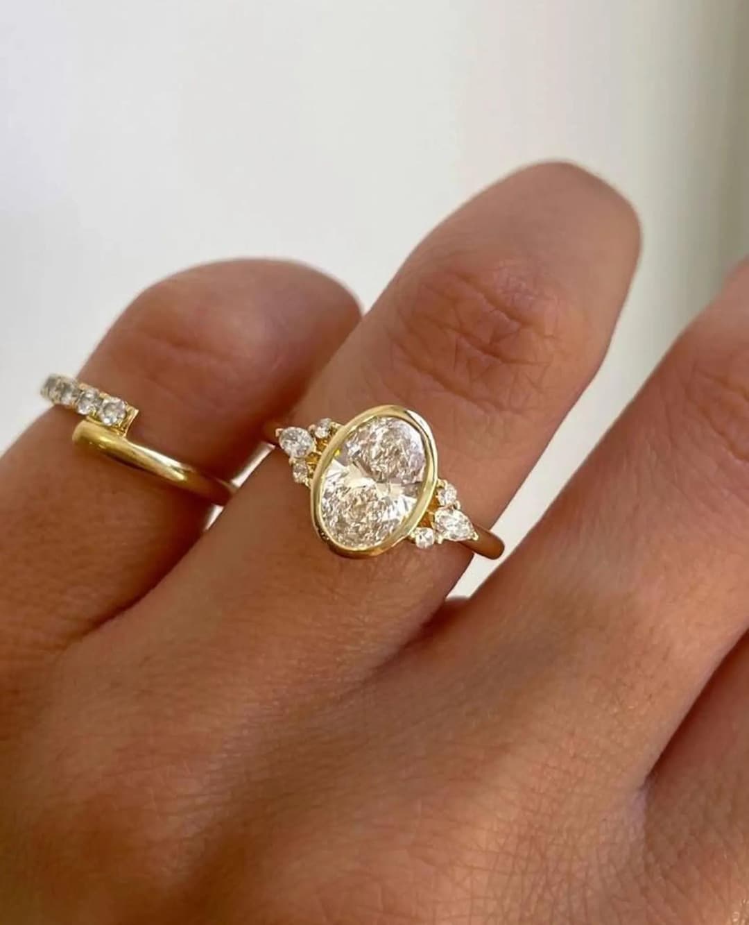 3 CT Oval Cut Moissanite Engagement Ring | 14K Solid Gold Anniversery ...
