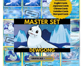 Dewgong Master Set Pärmsidor, Pokémon Platshållarkort, Utskrivbar PDF och Digital Nedladdning