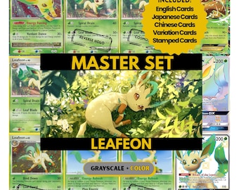 Leafeon Master Set Binder Pages, Pokémon Placeholders, TCG Binder Inserts, Printable PDF (Digital Download)