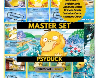 Psyduck Master Set Sammelseiten, Pokemon Platzhalterkarten, druckbare PDF & digitaler Download