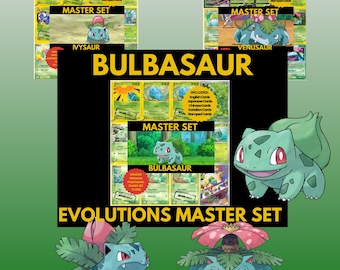 Bulbasaur Evolutions Master Set Bundle Binder Placeholders: English, Japanese, Chinese (PDF Downloads)