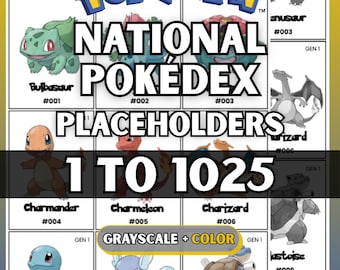 Nationella Pokédex-platshållarkort 1-1025, kompletta pärmsidor (digital nedladdning)