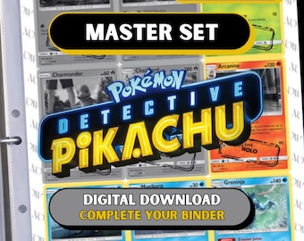 Segnaposto per raccoglitore di Detective Pikachu / Set principale di pagine stampabili in PDF + Segnaposto per lista di controllo / Sole e Luna