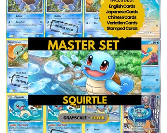 Squirtle Master Set Pärmsidor, Pokémon Platshållarkort, Utskrivbar PDF och Digital Nedladdning