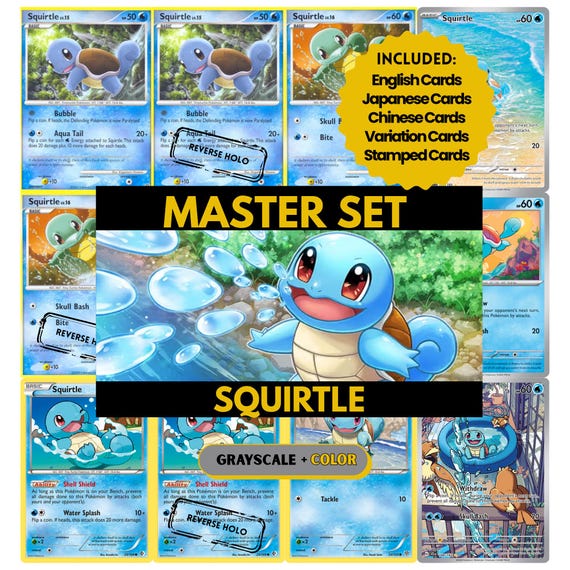 pokemon card binder squirtle Squirtle Master Set Binder Pages, Pokemon Placeholder Cards, Printable PDF  & Digital Download