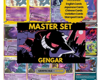 Gengar Master Set Pärmsidor, Pokémon Platshållarkort, Utskrivbar PDF och Digital Nedladdning