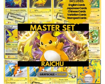 Raichu Master Set Binder Seiten, Pokémon Platzhalterkarten, druckbare PDF & digitaler Download