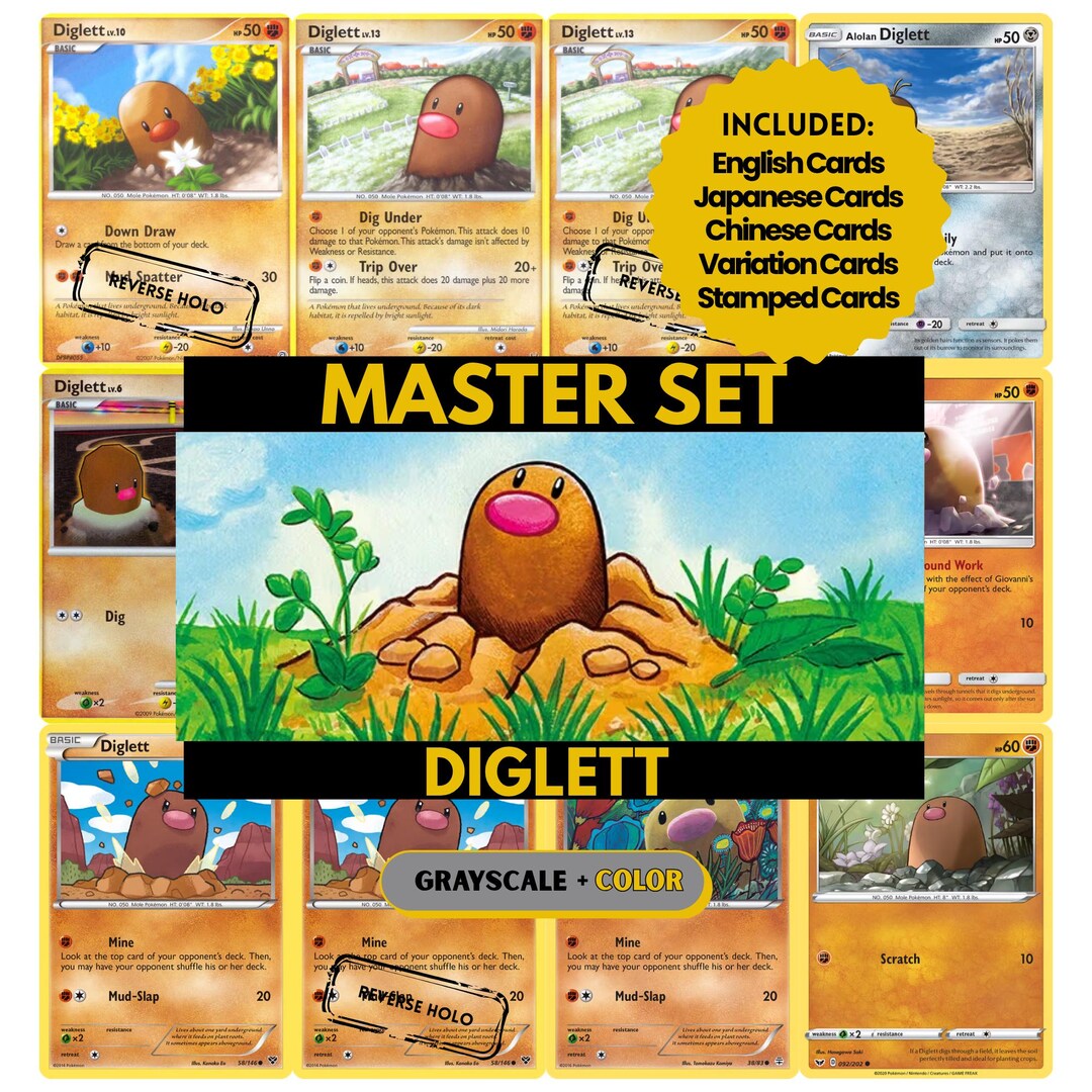 Diglett Master Set Binder Pages, Pokémon Placeholder Cards, Printable ...