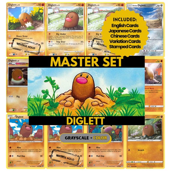 all diglett pokemon cards Secret Wonders Common Card Moderately Played /// Moderately Played FoilCards in Moderately Played (MP) condition can have border wear Diglett Holographic Pokémon TCG Pocket