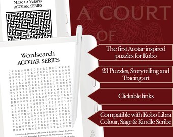 Libro de rompecabezas Acotar para Kobo Libra Color: Juegos de palabras de fantasía (Descarga digital)