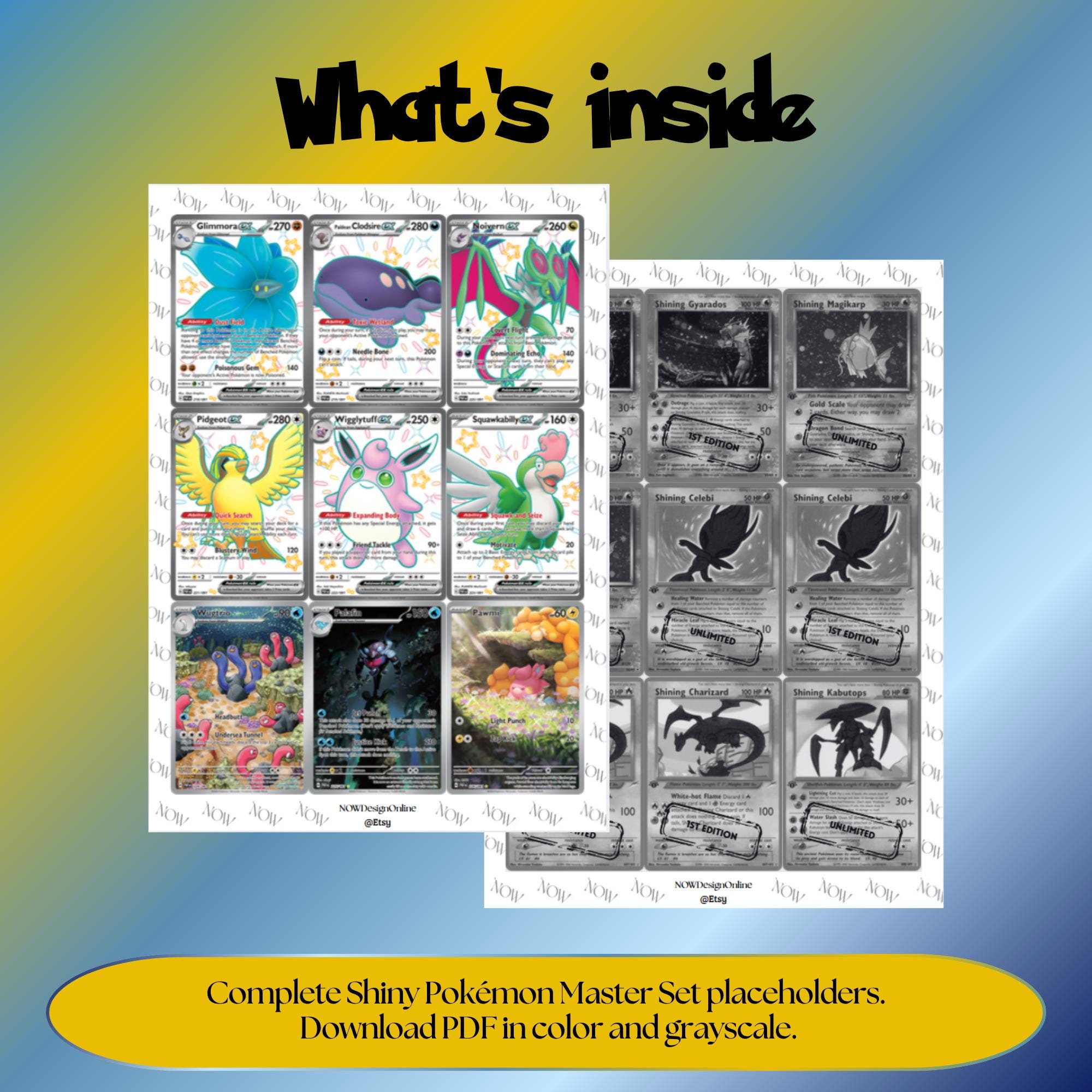 Shiny Pokemon Master Set Placeholders, Binder Inserts, Printable PDF ...