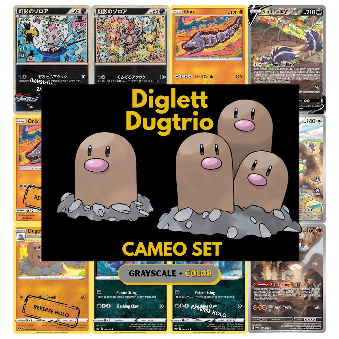Diglett Solar Card Diglett and Dugtrio Cameo Card Binder Set Printable Placeholders, PDF ...