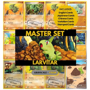 Larvitar Master Set Binder Pages, Pokemon Placeholder Cards, Printable PDF & Digital Download