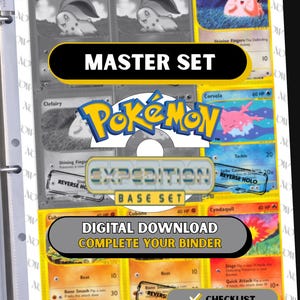 Expedition Base Set Placeholders, Pokemon Master Set Printable Binder Inserts, TCG, Digital Download