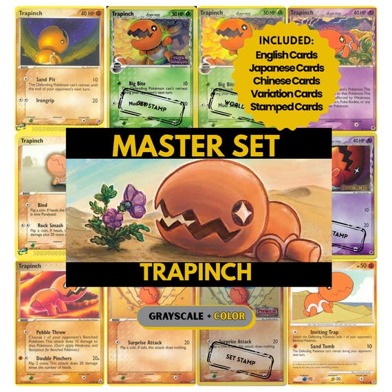 trapinch pokemon cards Trapinch Master Set Binder Pages, Pokemon Placeholder Cards, Printable PDF  & Digital Download