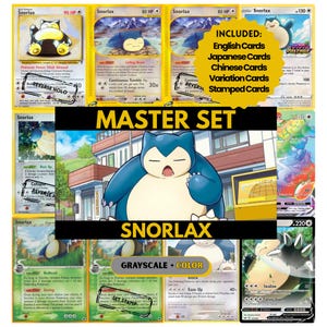 Snorlax Master Set Binder Pages, Pokemon Placeholder Cards, Printable PDF & Digital Download
