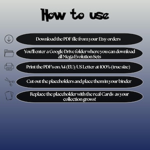 Phantasmal Flames digital download instructions explaining how to print, cut, and place placeholders in a Pokémon binder.