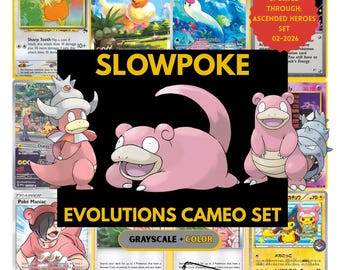 Slowpoke Evolutions Cameo Sammelkarten, Slowbro und Slowking Platzhalter, Download + Druckbares PDF