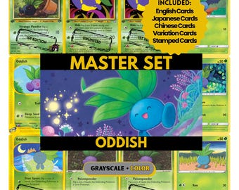 Oddish Master Set Pärmsidor, Pokémon Platshållarkort, Utskrivbar PDF och Digital Nedladdning