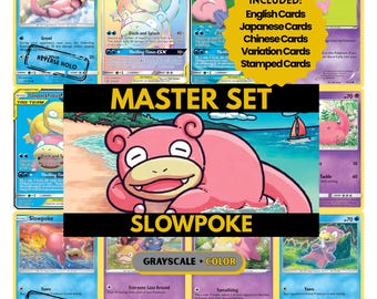 Slowpoke Master Set Sammelseiten, Pokemon Platzhalterkarten, druckbare PDF & digitaler Download