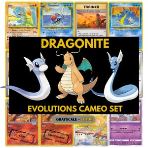 Dragonite Evolutie Cameo Kaart Placeholders, Dragolite Binder, Dragonair printables, Pokémon digitale download PDF + print