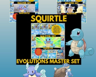 Squirtle Evolutions Master Set Bundle Binder Placeholders: English, Japanese, Chinese (PDF Downloads)