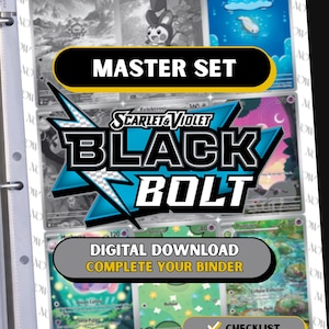 Pokemon Black Bolt Binder Placeholders | Master Set Printable Pages PDF + Checklist Placeholders | Scarlet & Violet