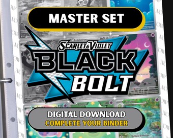 Pokemon Black Bolt Binder Placeholders | Master Set Printable Pages PDF + Checklist Placeholders | Scarlet & Violet