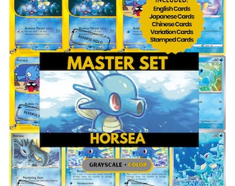 Horsea Master Set Pärmblad, Pokémon Platshållarkort, Utskrivbar PDF och Digital Nedladdning
