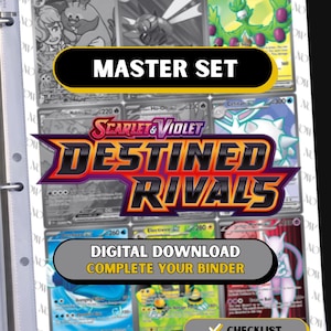 Marcadores de posición para la carpeta de Pokémon Destined Rivals / Páginas imprimibles del conjunto maestro en PDF + Marcadores de posición para la lista de verificación / Scarlet & Violet