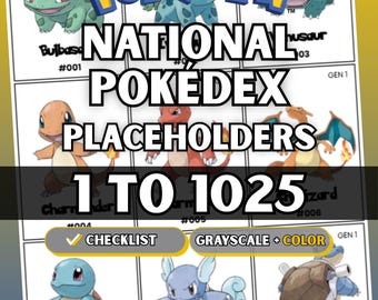 Platzhalter 1-1025 des Nationalen Pokédex, Komplette Sammelseiten, Checkliste (Digitaler Download)