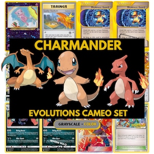 Charmander Evolutions Cameo Binder Cards, Charmeleon and Charizard Placeholders, Download + Printable PDF