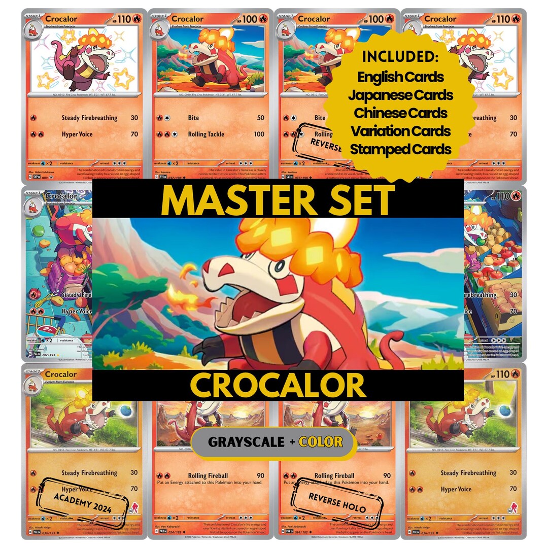 Crocalor Master Set Binder Pages, Pokemon Placeholder Cards, Printable ...