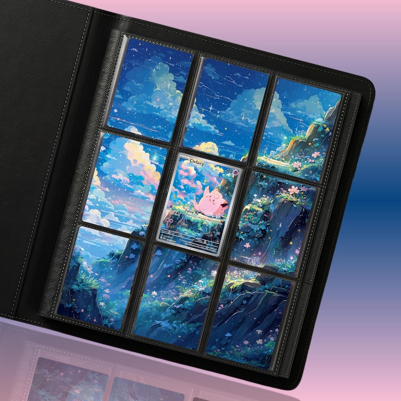Clefairy extended binder artwork displayed in a 9 pocket Pokémon binder.