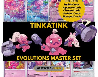 Tinkatink, Tinkatuff and Tinkaton Master Set Binder Pages, Pokemon Placeholder Cards, Printable PDF