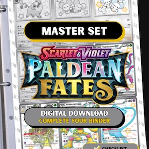 Pokemon Paldean Fates Binder Placeholders | Master Set Printable Pages PDF + Checklist Placeholders | Scarlet & Violet